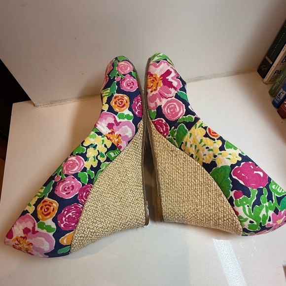 Lilly Pulitzer Floral Wedge Peep-Toe Shoes - Picture 5 of 11